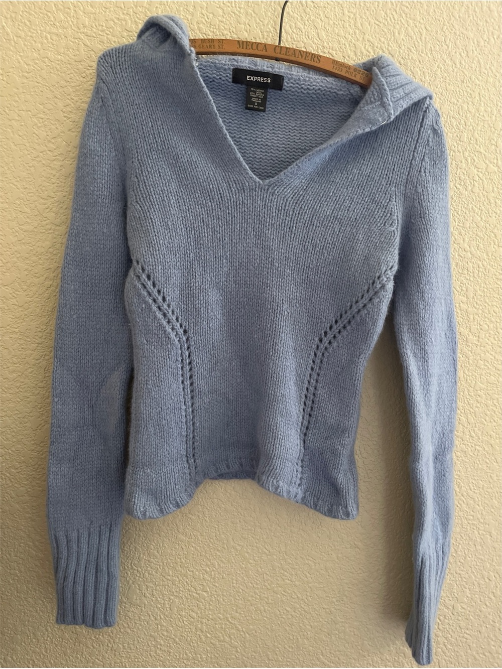 Express Blue Wool Angora Blend Knit Sweater Women’s Size Small